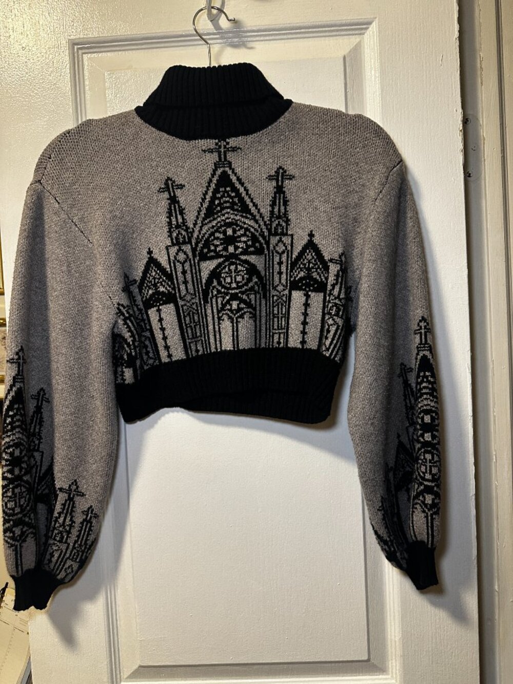 goth cathedral cropped knit sweater XS - Picture 2 of 4